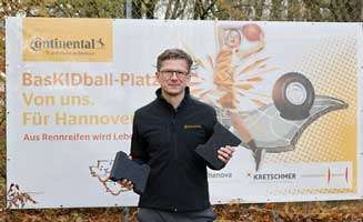 Continental gives new life to E tyres as basketball court paving